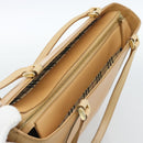BURBERRY Tote Bag Leather Beige Gold Auth ep14835-6