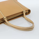 BURBERRY Tote Bag Leather Beige Gold Auth ep14835-7