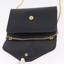 Christian Dior Chain Shoulder Bag Leather Black Gold Auth ep14836-10