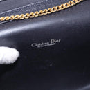 Christian Dior Chain Shoulder Bag Leather Black Gold Auth ep14836-11