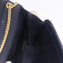 Christian Dior Chain Shoulder Bag Leather Black Gold Auth ep14836-18