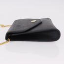 Christian Dior Chain Shoulder Bag Leather Black Gold Auth ep14836-4