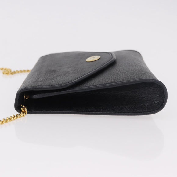 Christian Dior Chain Shoulder Bag Leather Black Gold Auth ep14836