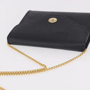 Christian Dior Chain Shoulder Bag Leather Black Gold Auth ep14836-6