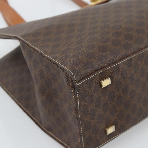CELINE Macadam Canvas Tote Bag PVC Leather Brown Gold Auth ep14838