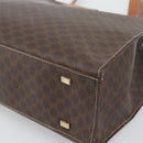 CELINE Macadam Canvas Tote Bag PVC Leather Brown Gold Auth ep14838-15