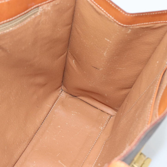 CELINE Macadam Canvas Tote Bag PVC Leather Brown Gold Auth ep14838