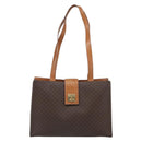 CELINE Macadam Canvas Tote Bag PVC Leather Brown Gold Auth ep14838-13