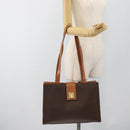 CELINE Macadam Canvas Tote Bag PVC Leather Brown Gold Auth ep14838-22