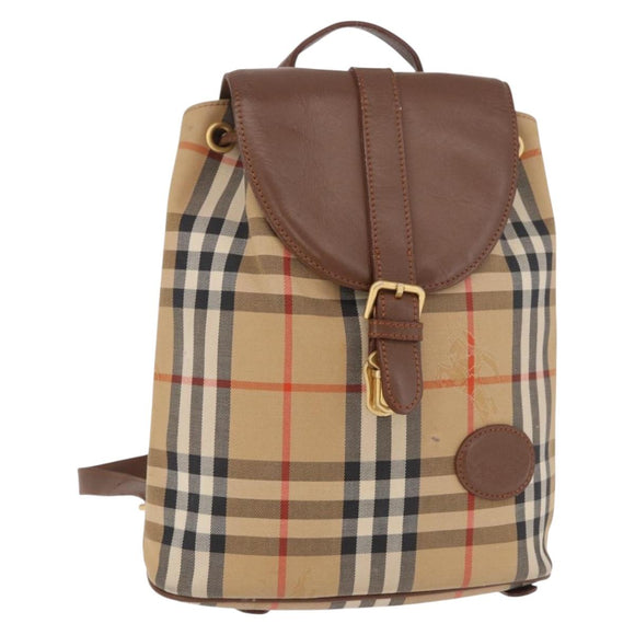 BURBERRY Nova Check Backpack Canvas Beige Gold Auth ep14839A