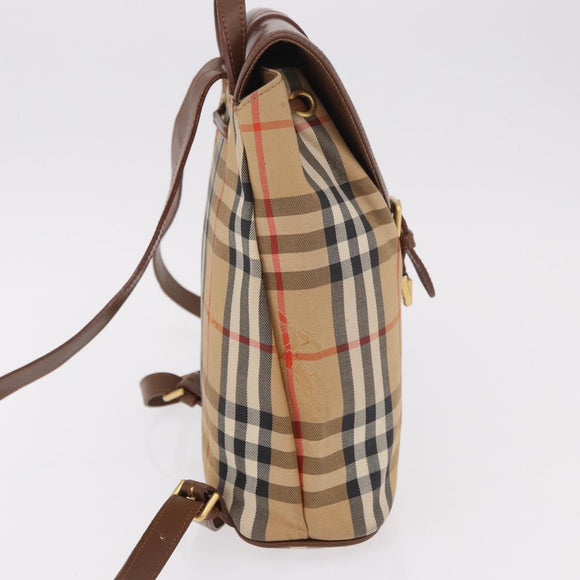 BURBERRY Nova Check Backpack Canvas Beige Gold Auth ep14839A