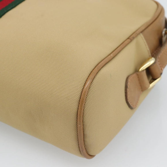 GUCCI Web Sherry Line Shoulder Bag Canvas Beige Gold Red 010 378 Auth ep14843
