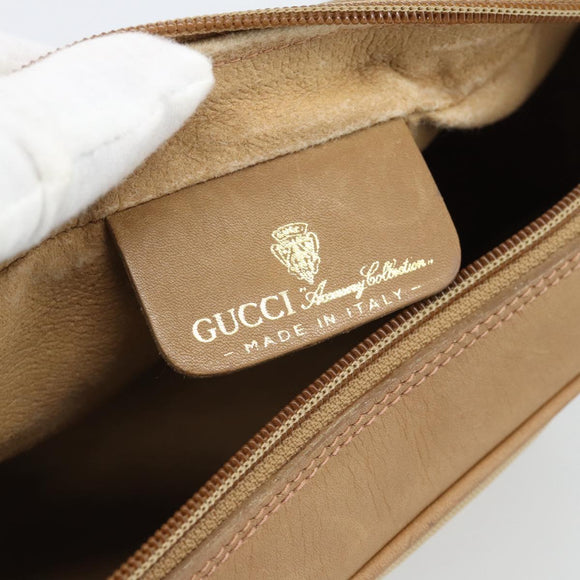 GUCCI Web Sherry Line Schoudertas Canvas Beige Goud Rood 010 378 Auth ep14843