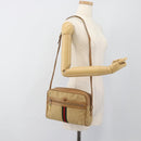 GUCCI Web Sherry Line Shoulder Bag Canvas Beige Gold Red 010 378 Auth ep14843-24