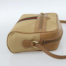 GUCCI Web Sherry Line Shoulder Bag Canvas Beige Gold Red 010 378 Auth ep14843-5