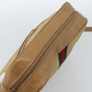 GUCCI Web Sherry Line Schoudertas Canvas Beige Goud Rood 010 378 Auth ep14843-6