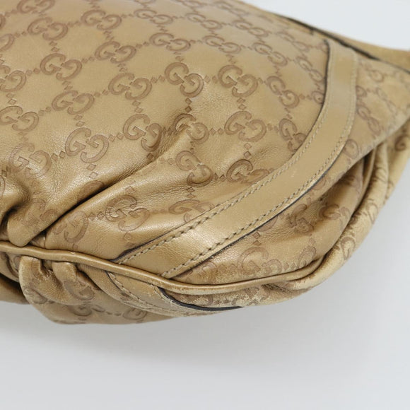 GUCCI GG Canvas Guccissima Abbey Bag Leather Beige Gold 203257 Auth ep14845
