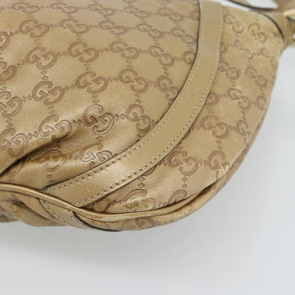GUCCI GG Canvas Guccissima Abbey Bag Leather Beige Gold 203257 Auth ep14845