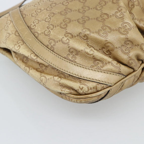 GUCCI GG Canvas Guccissima Abbey Bag Leather Beige Gold 203257 Auth ep14845