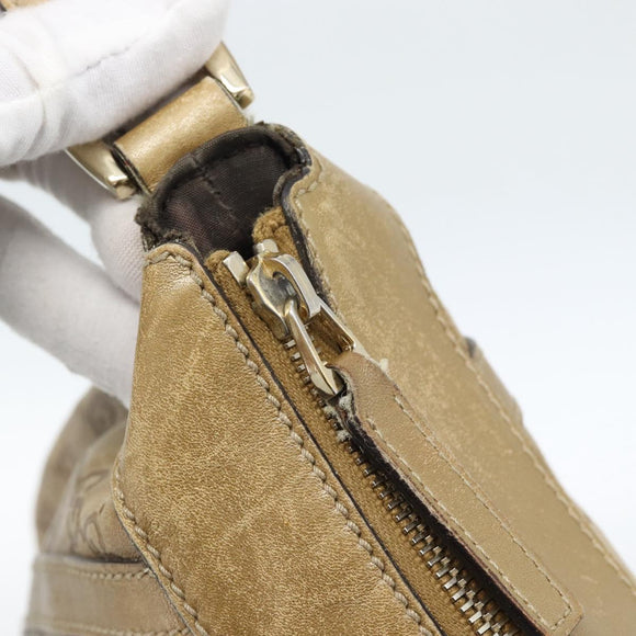 GUCCI GG Canvas Guccissima Abbey Bag Leather Beige Gold 203257 Auth ep14845