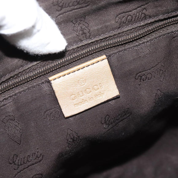 GUCCI GG Canvas Guccissima Abbey Bag Leather Beige Gold 203257 Auth ep14845