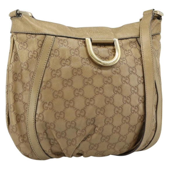 GUCCI GG Canvas Guccissima Abbey Bag Leather Beige Gold 203257 Auth ep14845