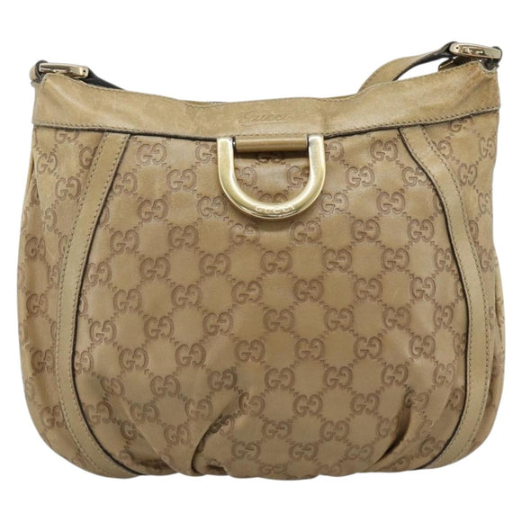 GUCCI GG Canvas Guccissima Abbey Bag Leather Beige Gold 203257 Auth ep14845