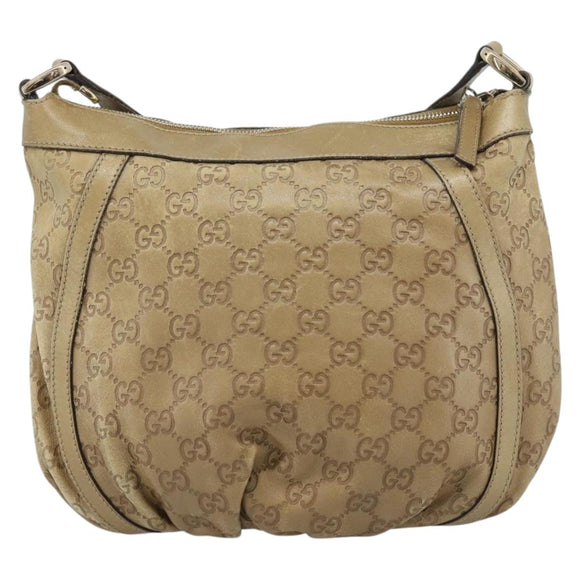 GUCCI GG Canvas Guccissima Abbey Bag Leather Beige Gold 203257 Auth ep14845