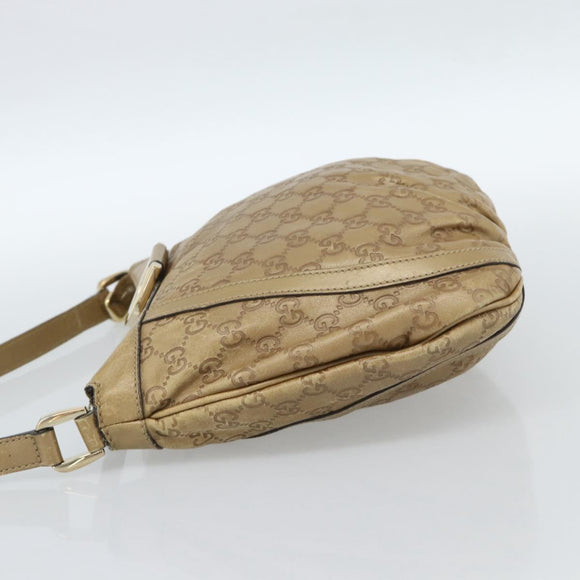 GUCCI GG Canvas Guccissima Abbey Bag Leather Beige Gold 203257 Auth ep14845