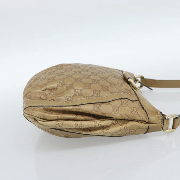 GUCCI GG Canvas Guccissima Abbey Bag Leather Beige Gold 203257 Auth ep14845