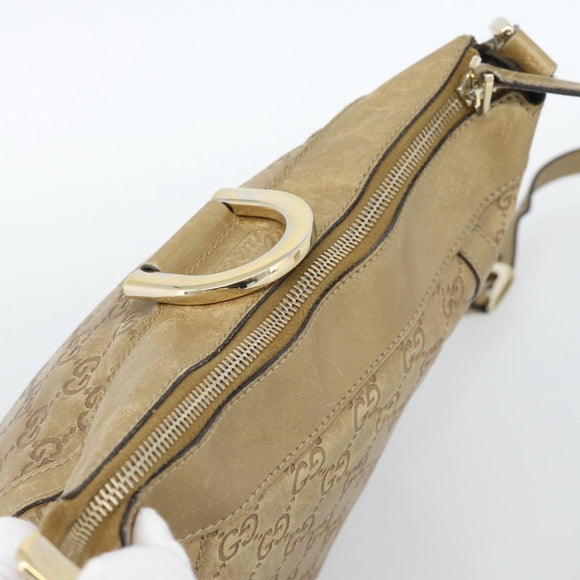 GUCCI GG Canvas Guccissima Abbey Bag Leather Beige Gold 203257 Auth ep14845