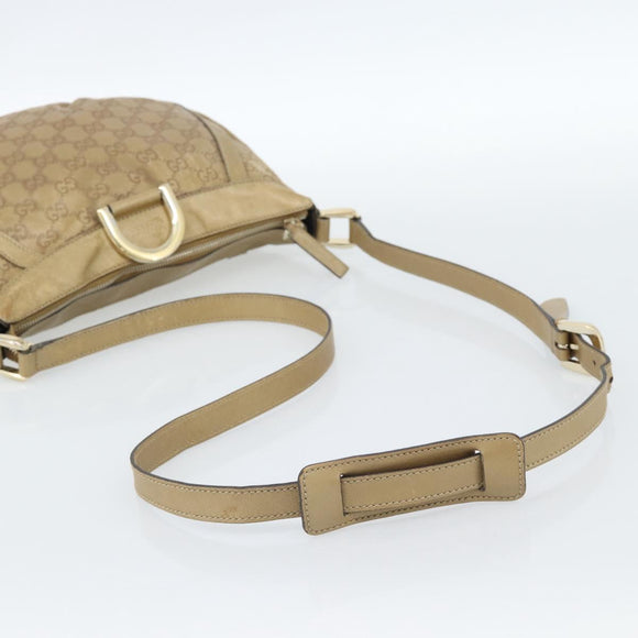 GUCCI GG Canvas Guccissima Abbey Bag Leather Beige Gold 203257 Auth ep14845