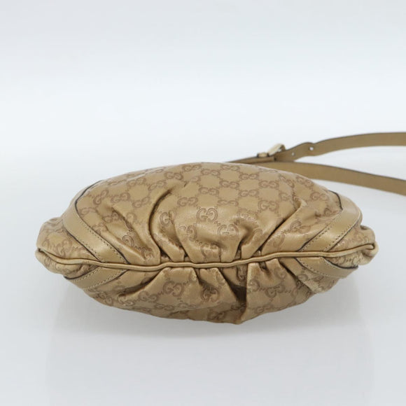 GUCCI GG Canvas Guccissima Abbey Bag Leather Beige Gold 203257 Auth ep14845