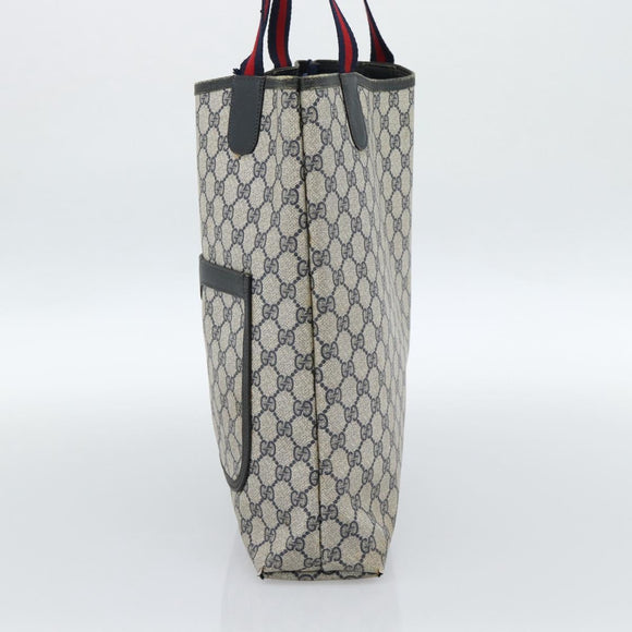 GUCCI GG Supreme Sherry Line Tote Bag PVC Navy Red 39 02 003 Auth ep14848