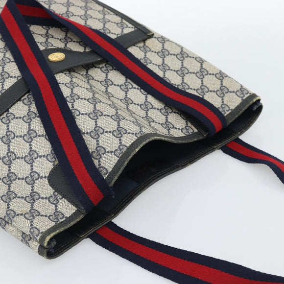 GUCCI GG Supreme Sherry Line Tote Bag PVC Navy Red 39 02 003 Auth ep14848