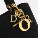 Christian Dior Lady Dior Canage Hand Bag Canvas Black Gold Auth ep14850-14