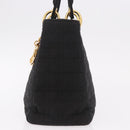 Christian Dior Lady Dior Canage Hand Bag Canvas Black Gold Auth ep14850-4