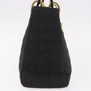 Christian Dior Lady Dior Canage Hand Bag Canvas Black Gold Auth ep14850-5