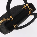 Christian Dior Lady Dior Canage Hand Bag Canvas Black Gold Auth ep14850-6