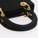 Christian Dior Lady Dior Canage Hand Bag Canvas Black Gold Auth ep14850-7