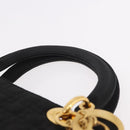 Christian Dior Lady Dior Canage Hand Bag Canvas Black Gold Auth ep14850-8