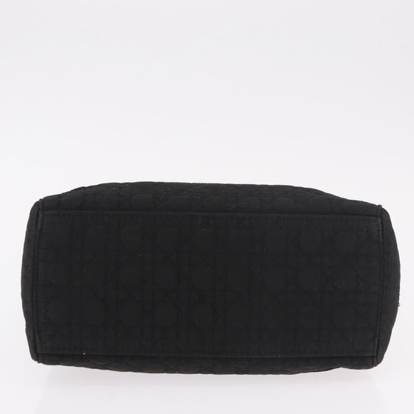 Christian Dior Lady Dior Canage Hand Bag Canvas Black Gold Auth ep14850