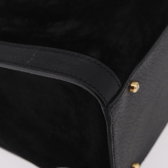 GUCCI Bamboo Hand Bag Suede Black Gold Auth ep14851