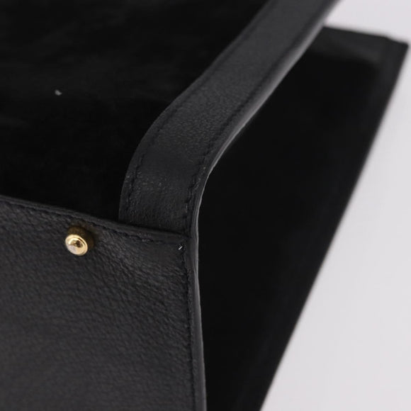 GUCCI Bamboo Hand Bag Suede Black Gold Auth ep14851