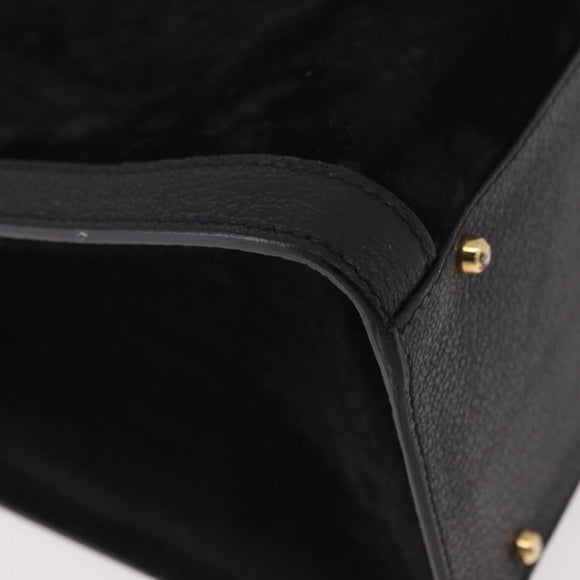 GUCCI Bamboo Hand Bag Suede Black Gold Auth ep14851