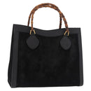 GUCCI Bamboo Hand Bag Suede Black Gold Auth ep14851-1