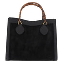 GUCCI Bamboo Hand Bag Suede Black Gold Auth ep14851-13