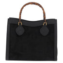 GUCCI Bamboo Hand Bag Suede Black Gold Auth ep14851-2