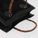 GUCCI Bamboo Hand Bag Suede Black Gold Auth ep14851-6