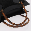 GUCCI Bamboo Hand Bag Suede Black Gold Auth ep14851-7